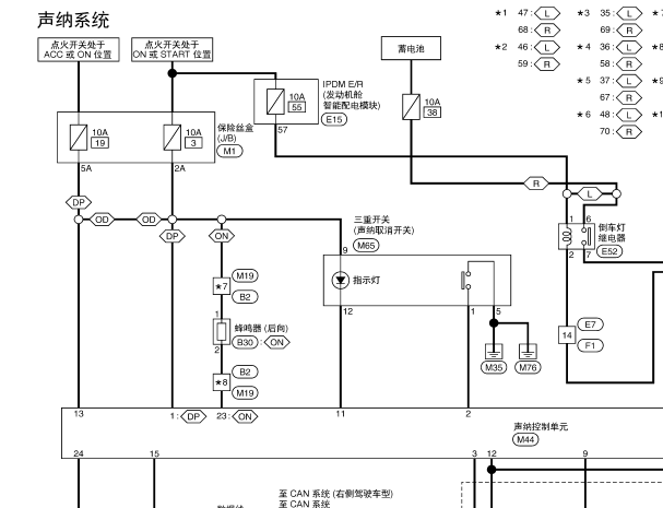 2016年日产途乐倒车雷达电路图