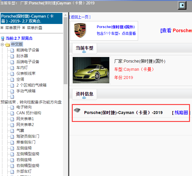 Porsche(保时捷)-Cayman（卡曼）-2019[ 线路图 ]