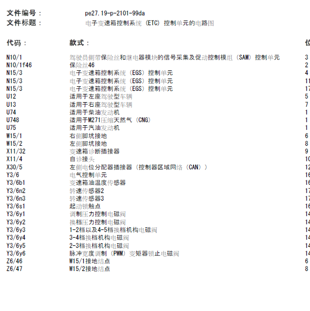 奔驰E320变速箱电路图
