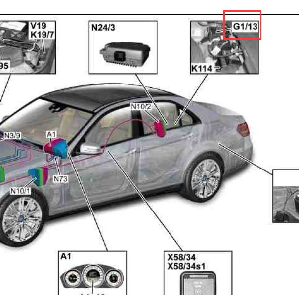 2012年奔驰E200辅助蓄电池位置