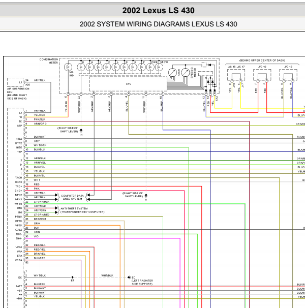 2002年凌志LS430发动机电路图