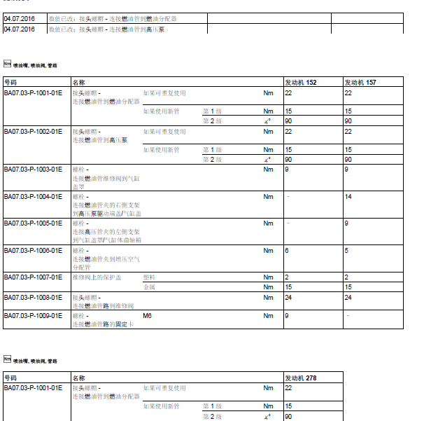 奔驰GL500  278928喷油嘴扭矩