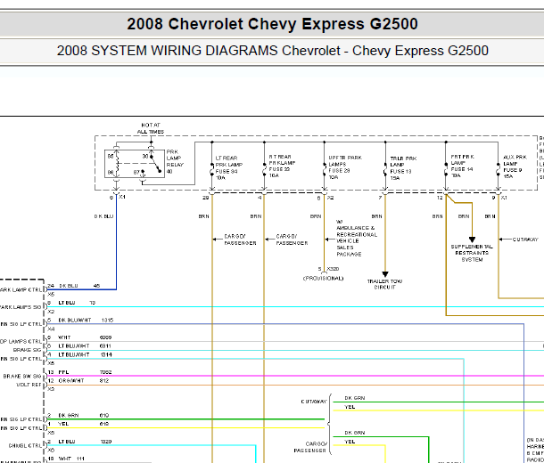 2008年雪佛兰 Express2500刹车灯电路图