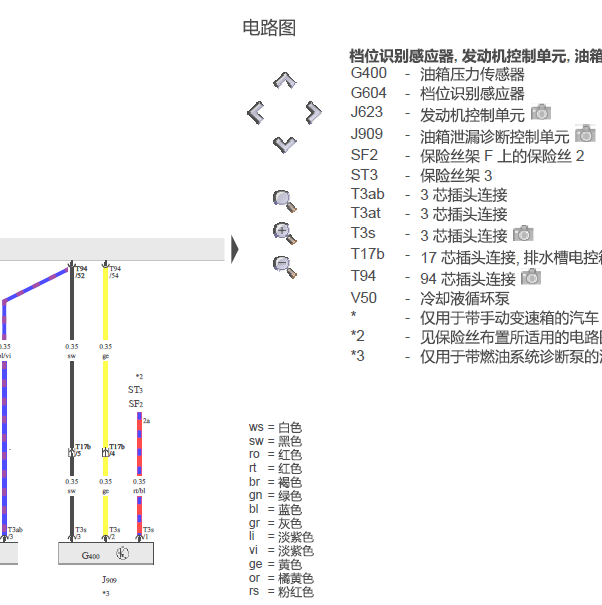 2014年奥迪A6 冷却液循环泵电路图