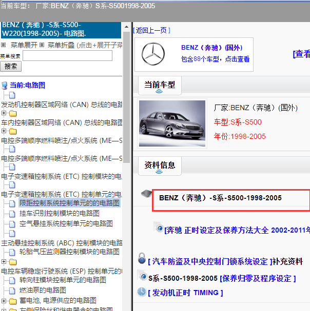 1998-2005年奔驰S500 全车电路图