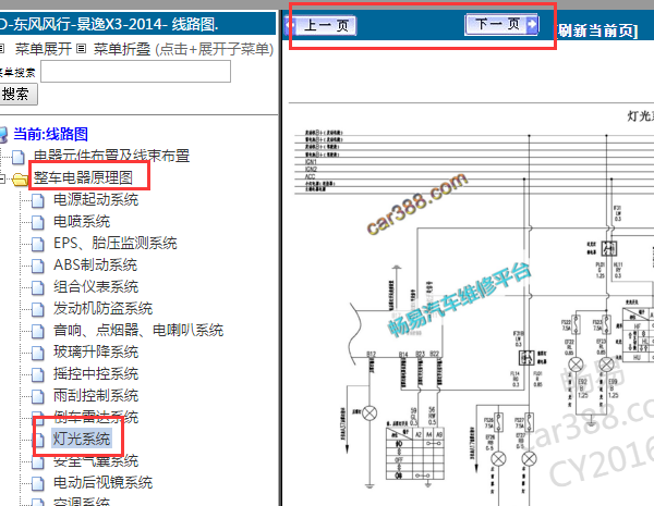 2014年东风风行景逸X3 灯光电路图
