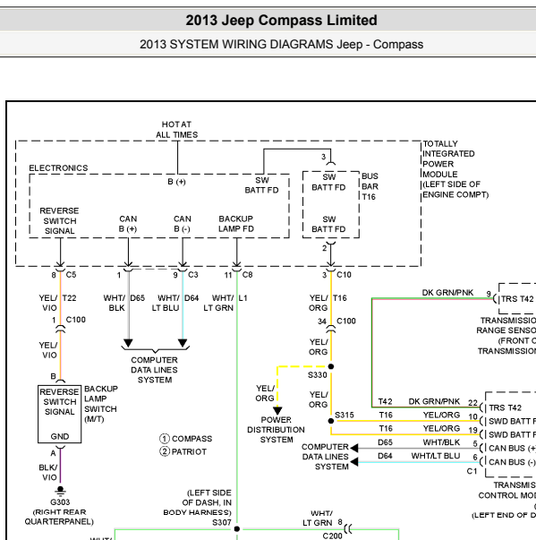 2013年吉普指南者灯光系统线路图