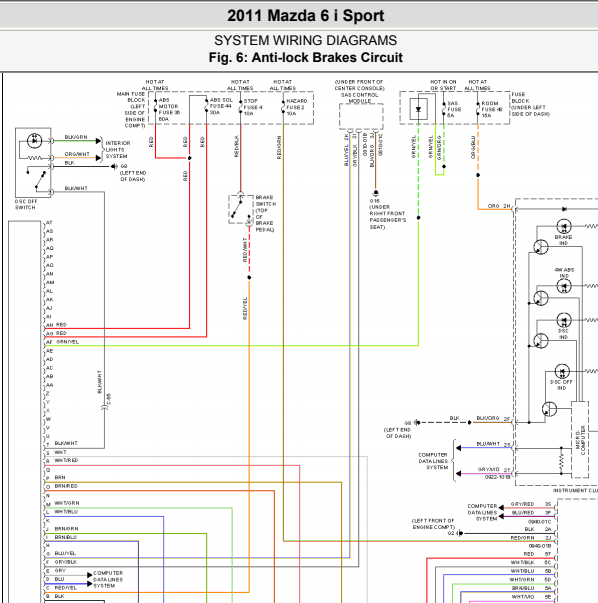 11年马自达6 ABS电路图