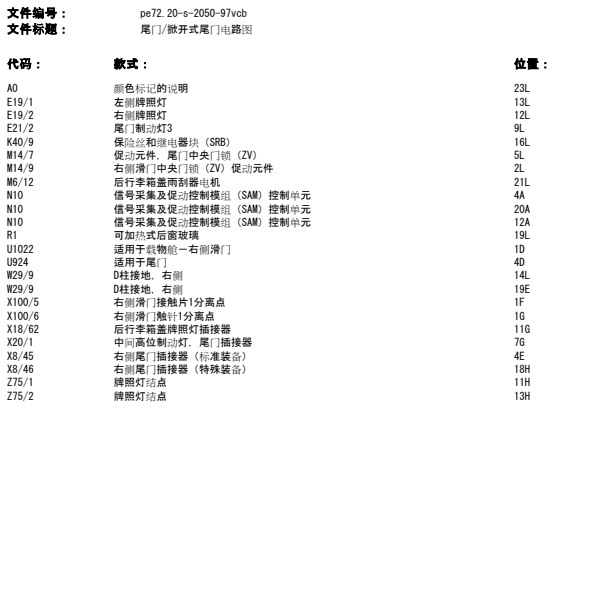 2012年福建奔驰威霆尾门电路图