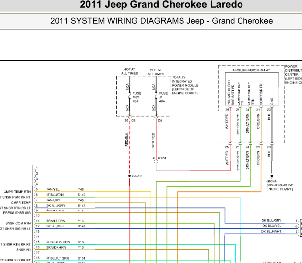 2011年JEEP大切诺基空气悬挂的电路图
