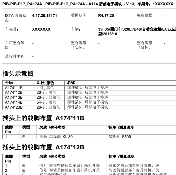 2018年宝马320LI后部电子模块REM针脚图