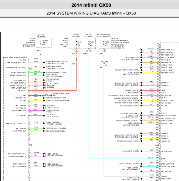 2014年英菲尼迪QX50 BCM电路图