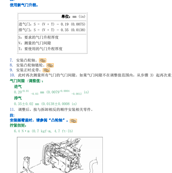 2011年森林人气门间隙调整计算公式