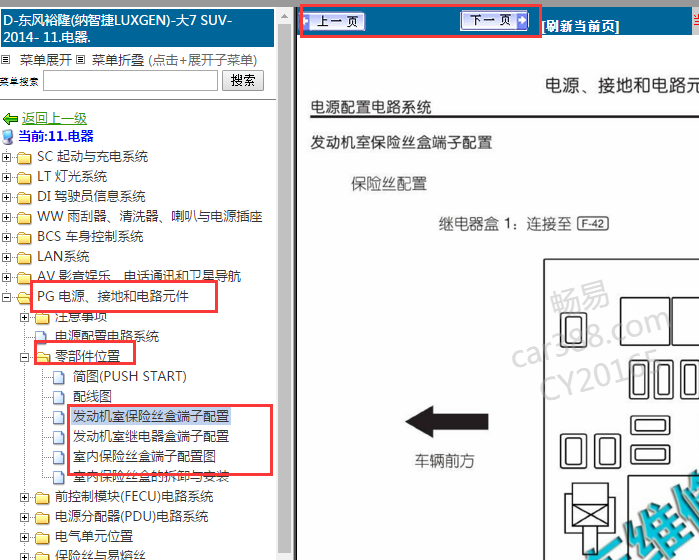 2013-2014年纳智捷大7 suv 保险丝继电器资料