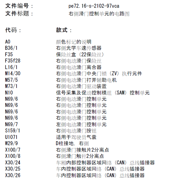 奔驰唯雅诺电动滑门电路图