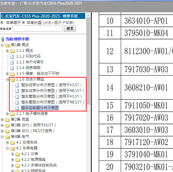 2020年长安CS55模块位置图