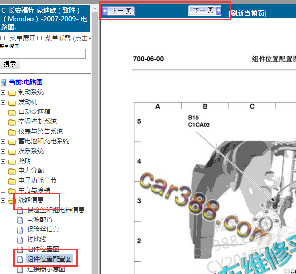 2007-2009年福特蒙迪欧部件位置