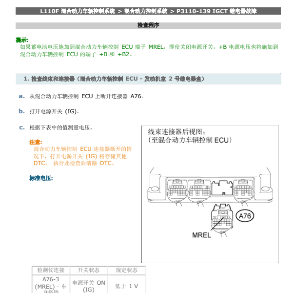 2007年凌志LS600HL故障码P3110解析