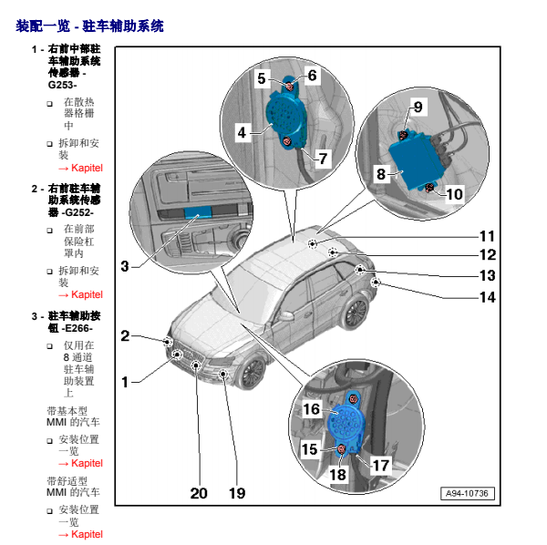 2012年奥迪Q5倒车蜂鸣器位置