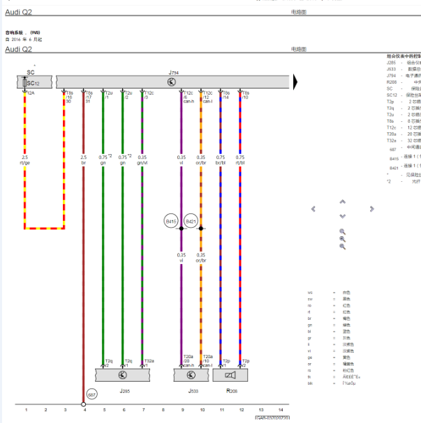 2021年奥迪Q2音响系统电路图