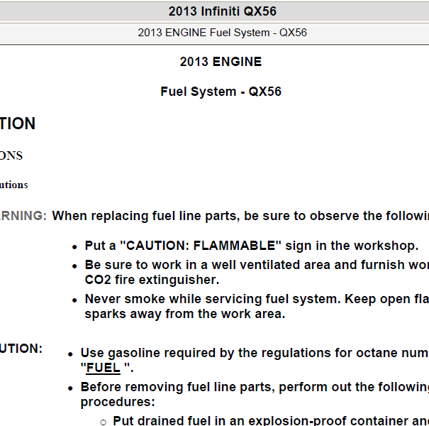 2013年英菲尼迪QX56燃油系统维修手册