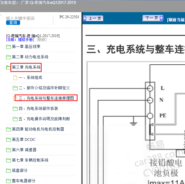 2017-2019年奇瑞EQ1充电系统电路图