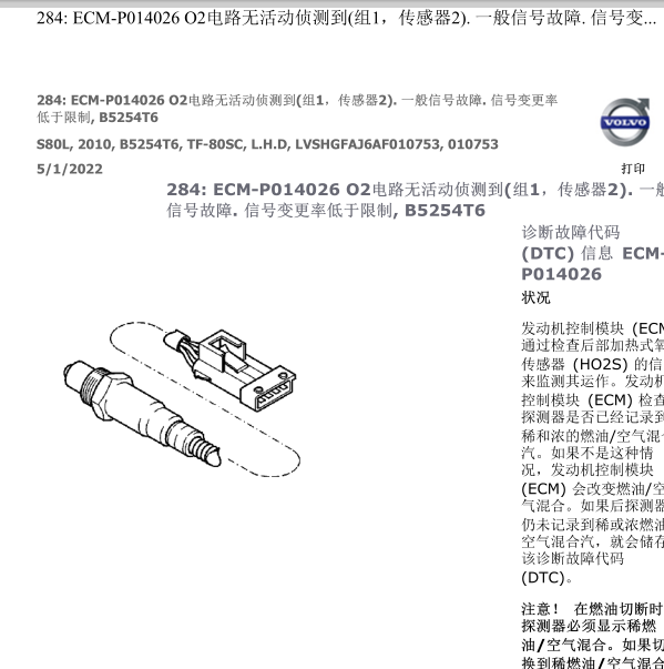 2009年沃尔沃S90故障码资料