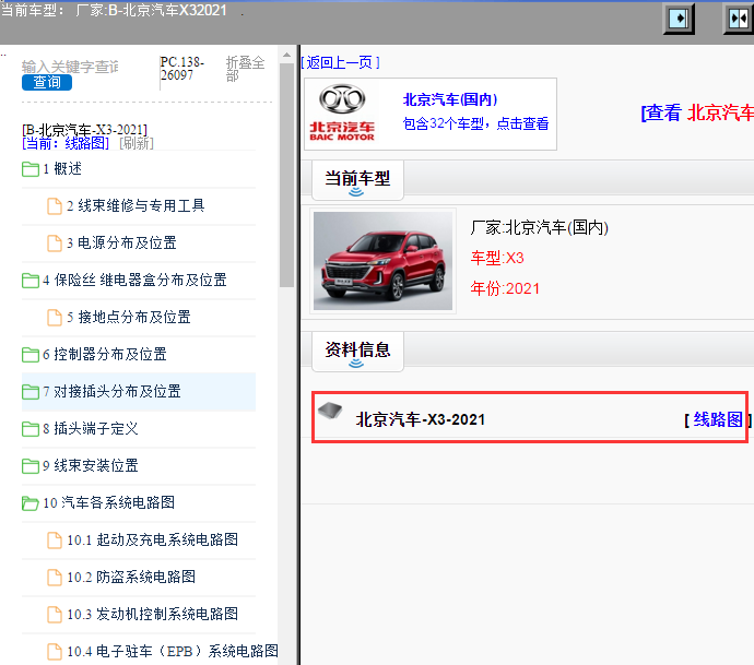 北京汽车-X3-2021[ 线路图 ]