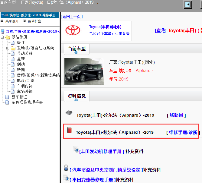 Toyota(丰田)-埃尔法（Alphard）-2019[ 维修手册/诊断 ]