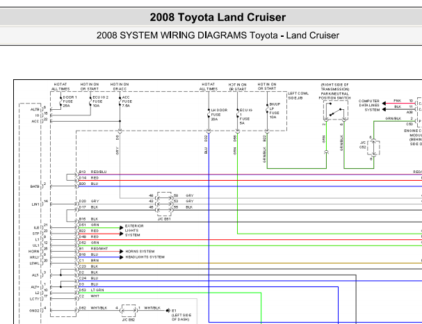 2008年丰田酷路泽中央门锁电路图