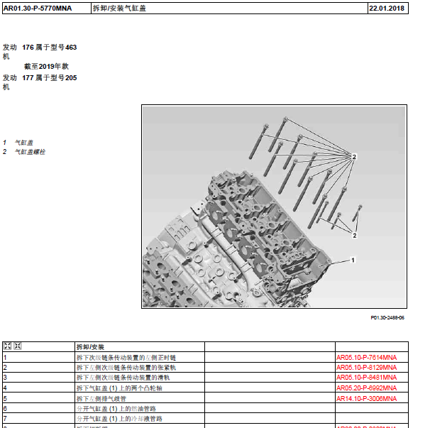 奔驰G500 176980发动机维修手册