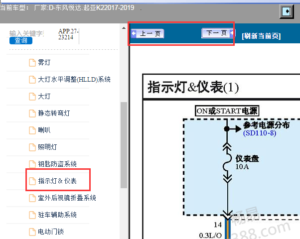 2017年起亚K2仪表电路图