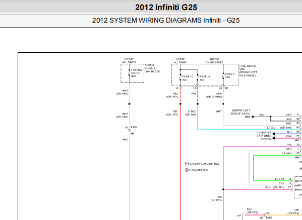 2012年英菲尼迪G25大灯电路图
