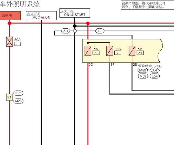 2020年日产途达灯光电路图