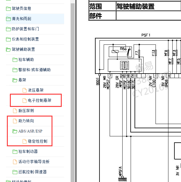 2007-2008年 雪铁龙C6 悬架电路图.