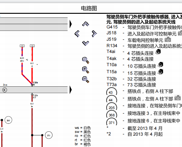 2018年大众朗逸无钥匙系统电路图