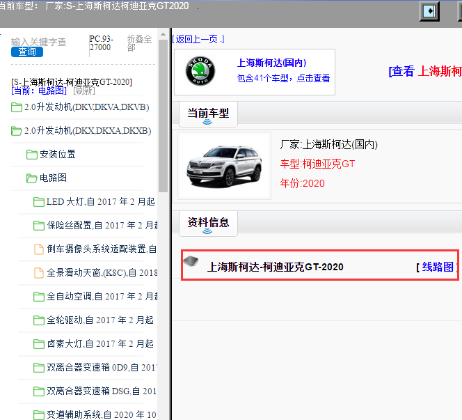 上海斯柯达-柯迪亚克GT-2020[ 线路图 ]