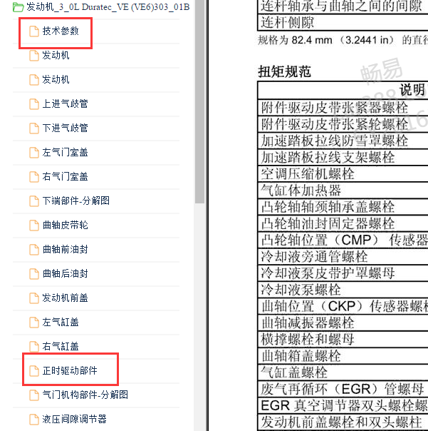 2005年福特翼虎发动机正时与扭矩