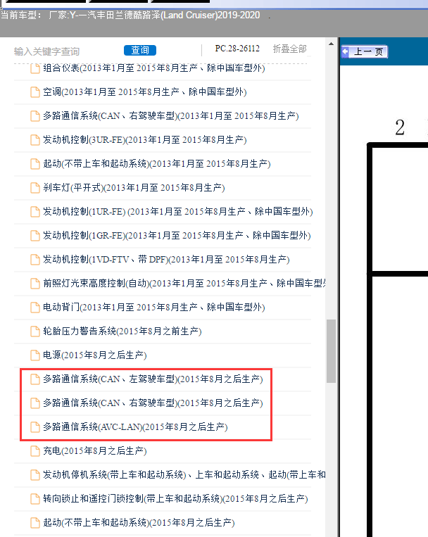 2019-2020年丰田酷路泽CAN通讯网络电路图