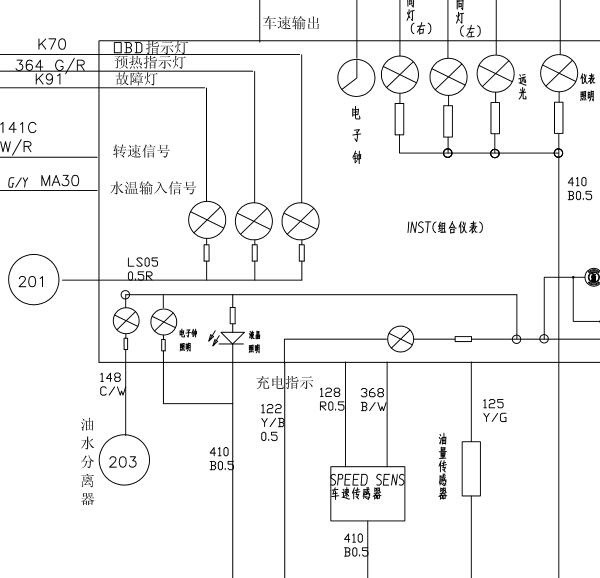 2009年日产锐骐仪表电路图