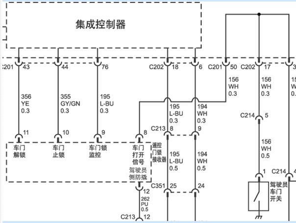 2011年雪佛兰乐风中控锁电路图