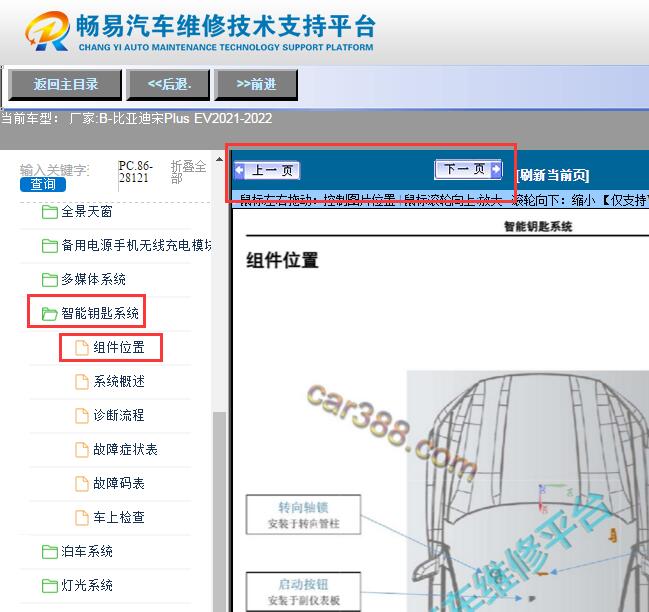 2021-2022年宋Plus EV智能钥匙组件位置