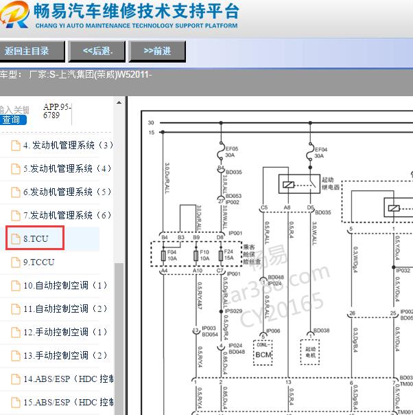 2011年荣威W5变速箱电路图