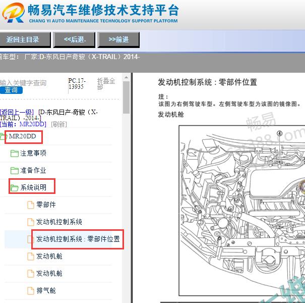 2014年日产奇骏发动机传感器位置