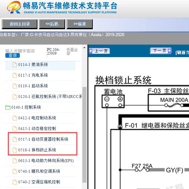 2020年昂克赛拉变速箱挂挡电路图