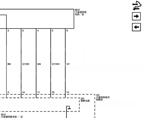 2020年凯迪拉克CT6天窗电路图
