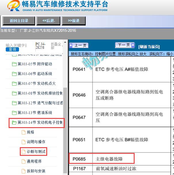 2015-2016年江铃汽车-陆风X7故障码P0685维修手册