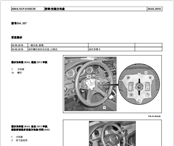 2014年奔驰GLK260方向盘拆装