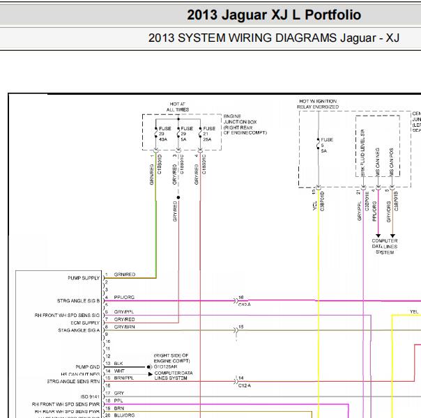 2013年捷豹XJL 电子手刹电路图