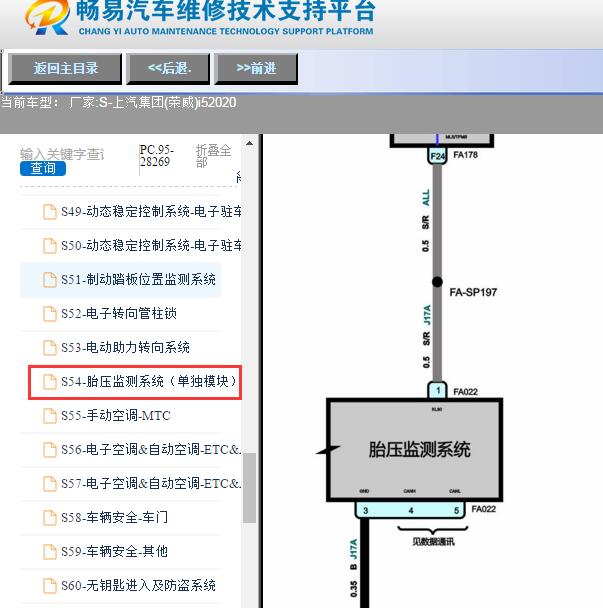2020年上汽集团(荣威)-i5胎压监测电路图